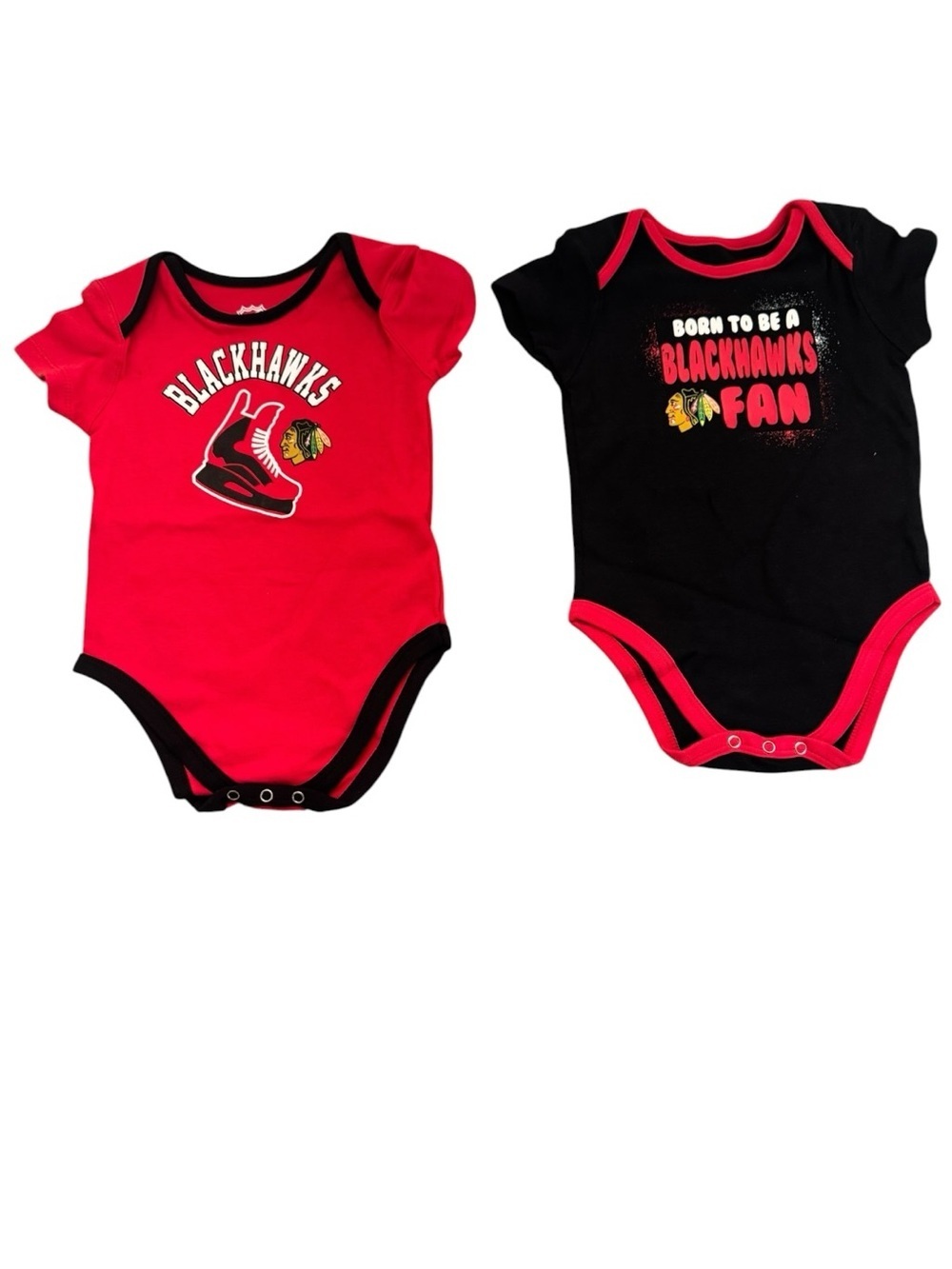 NWT Chicago Blackhawks infant red bodysuit featuring a hockey skate graphic